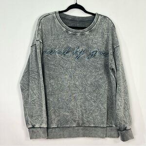 Saved By Grace Washed Gray Crew Sweatshirt